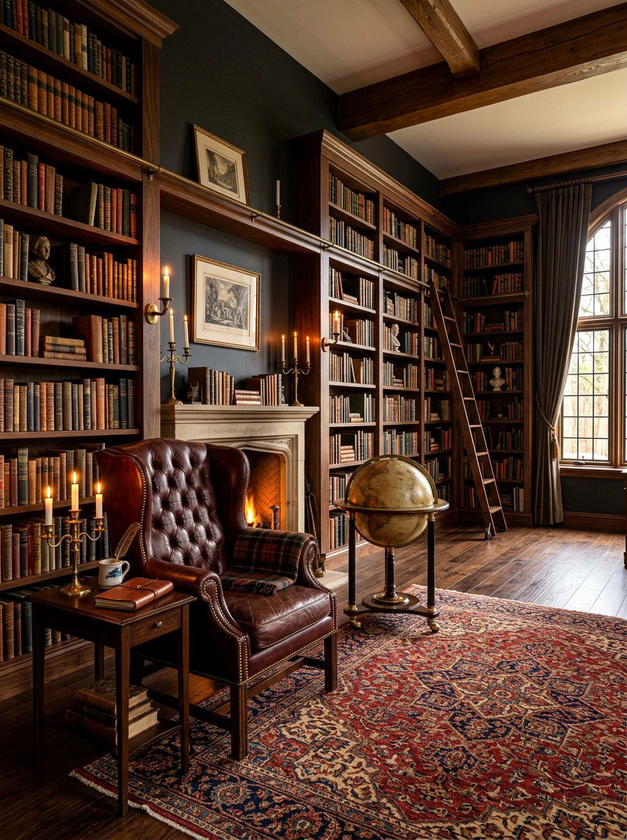 Dark academia library - 30 home library ideas