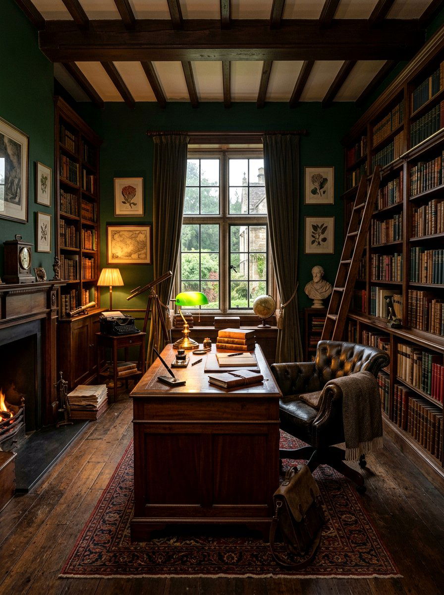 Dark academia office - 30 feminine home studio ideas