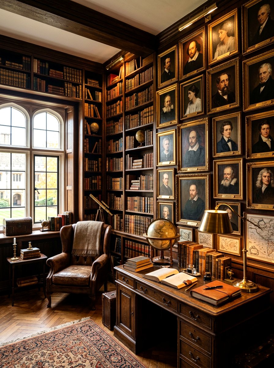Dark academia portrait wall - 30 vintage portrait wall ideas
