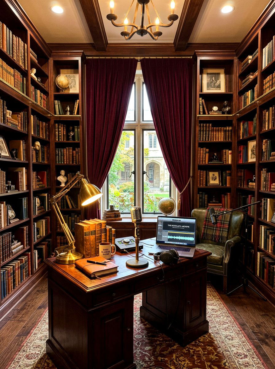 Dark academia recording space - 30 podcast room ideas