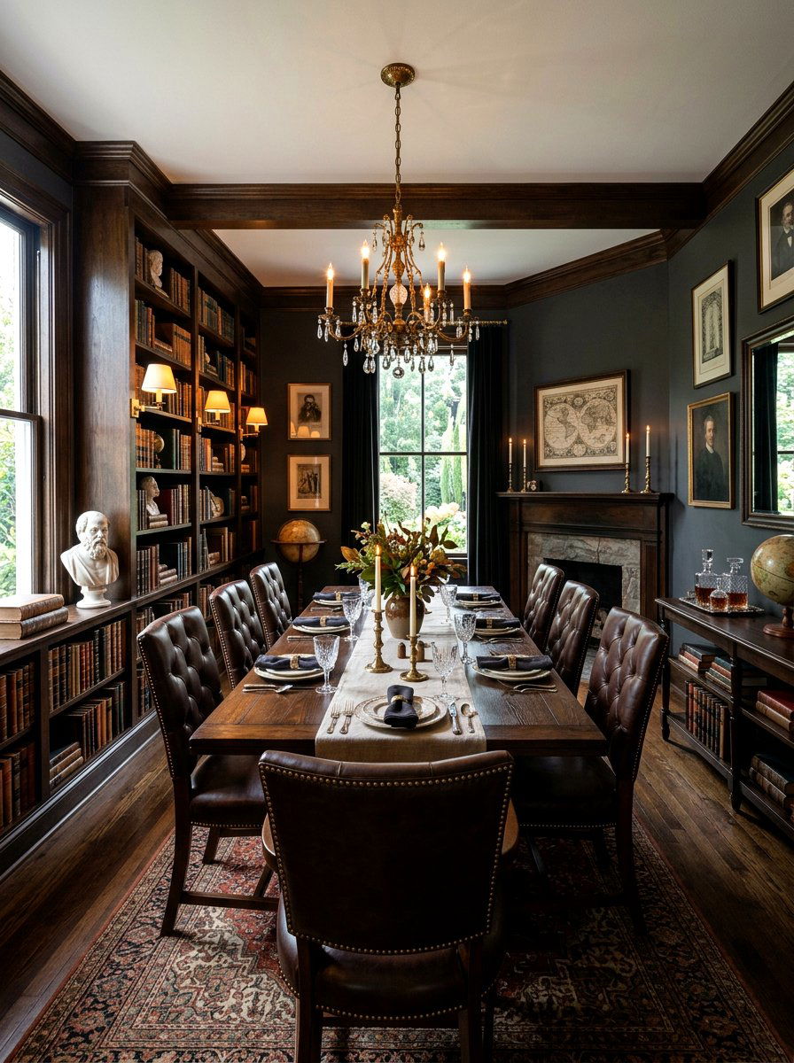 Dark academia rectangular dining room - 30 rectangular dining room ideas