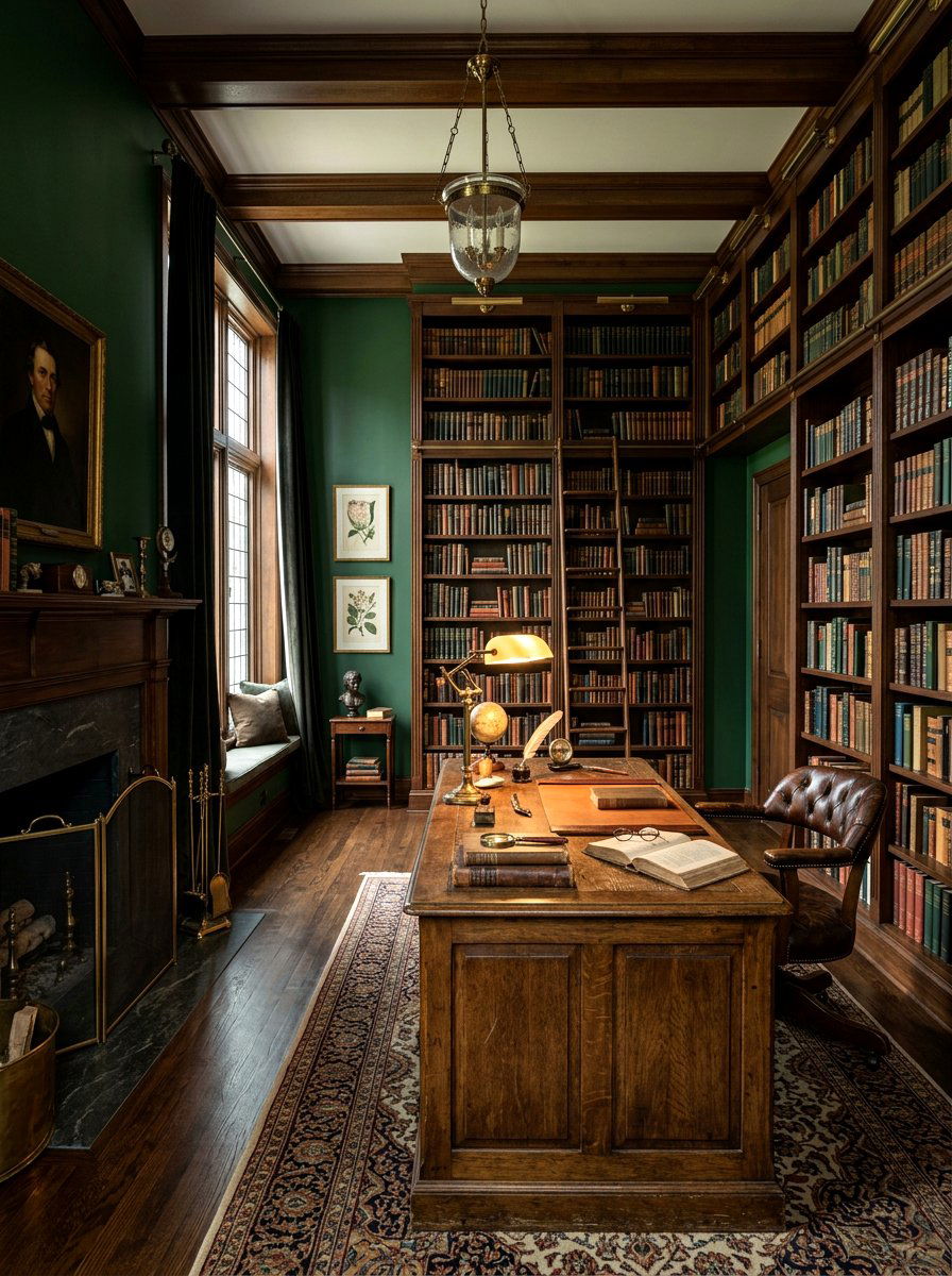 Dark academia study - 30 library wall ideas