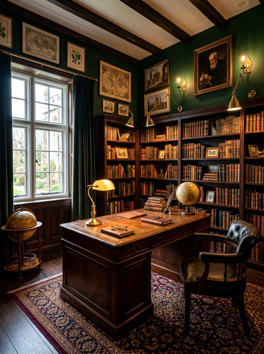 Dark academia study - 30 book nook ideas
