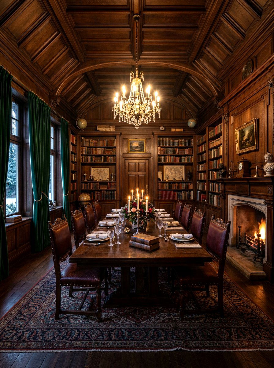 Dark academia villa dining - 30 villa dining room ideas