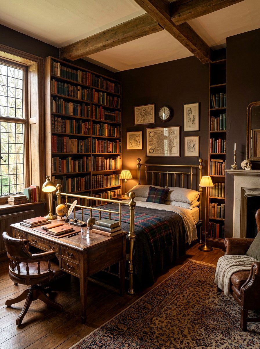 Dark academia vintage room - 30 grandma core bedroom ideas