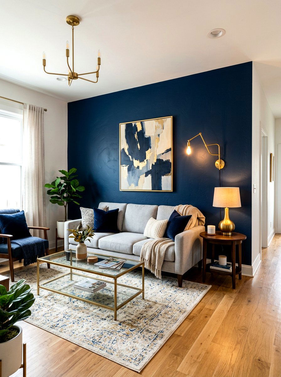 Dark accent wall small room - 30 small living room ideas