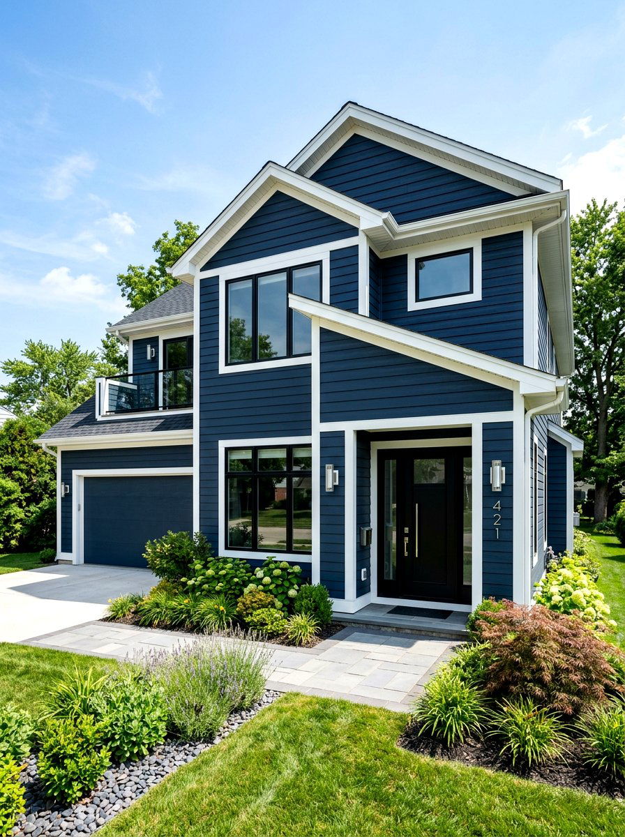 Dark blue siding - 30 house siding color ideas