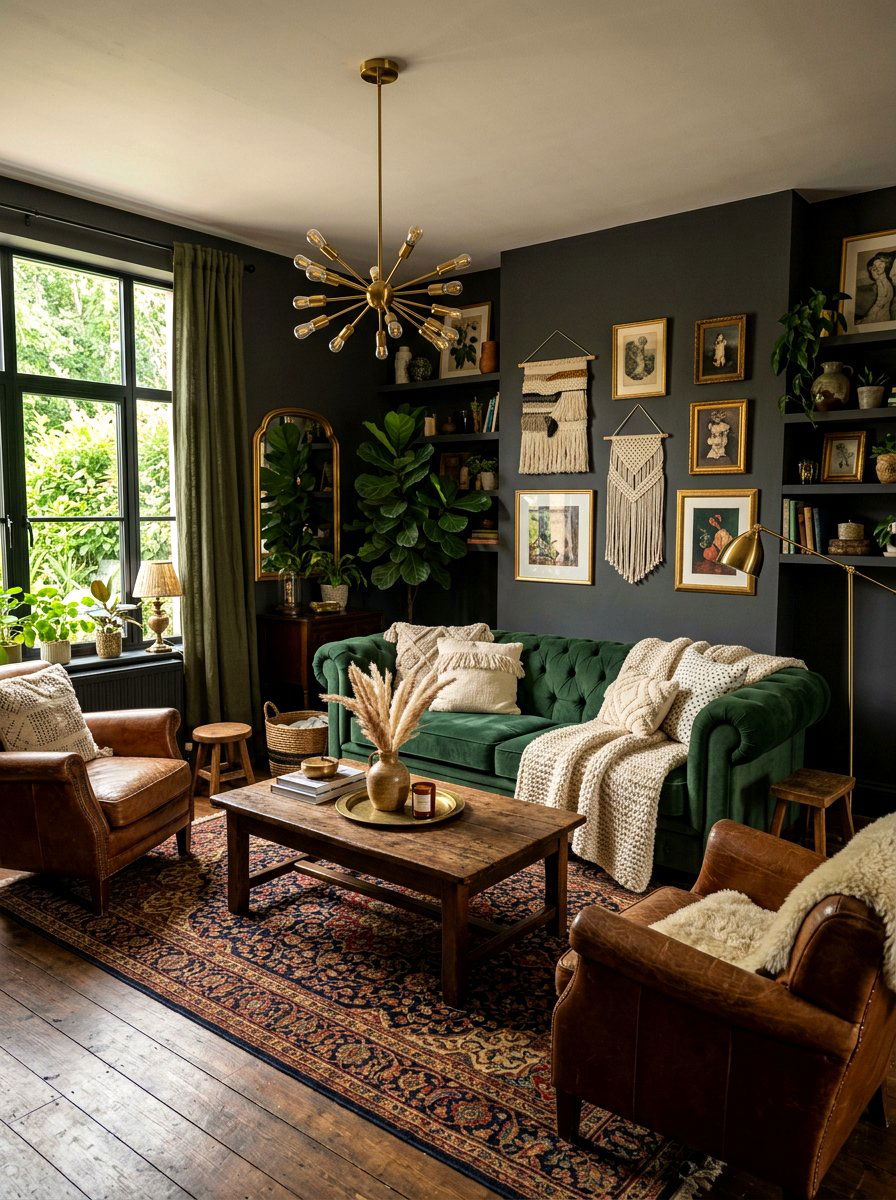Dark boho living room - 30 boho living room ideas