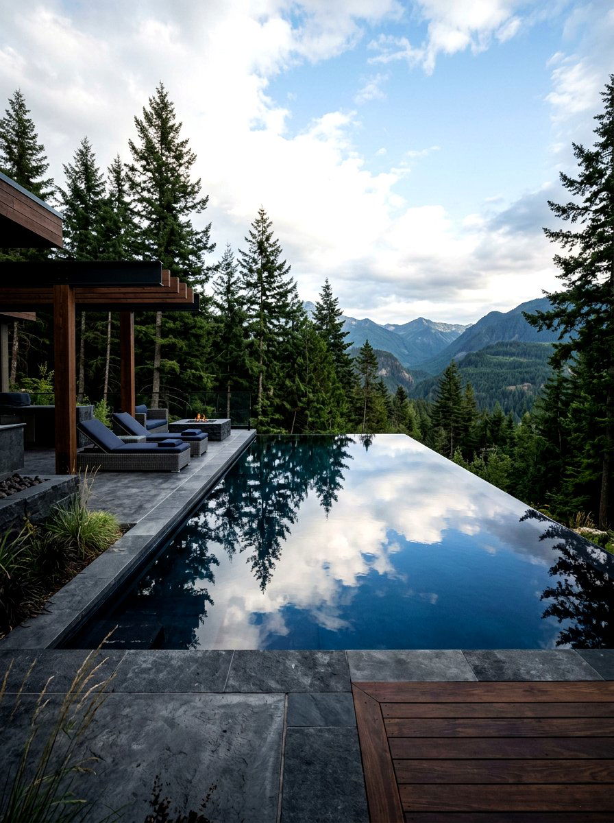 Dark bottom infinity pool - 30 infinity pool backyard ideas