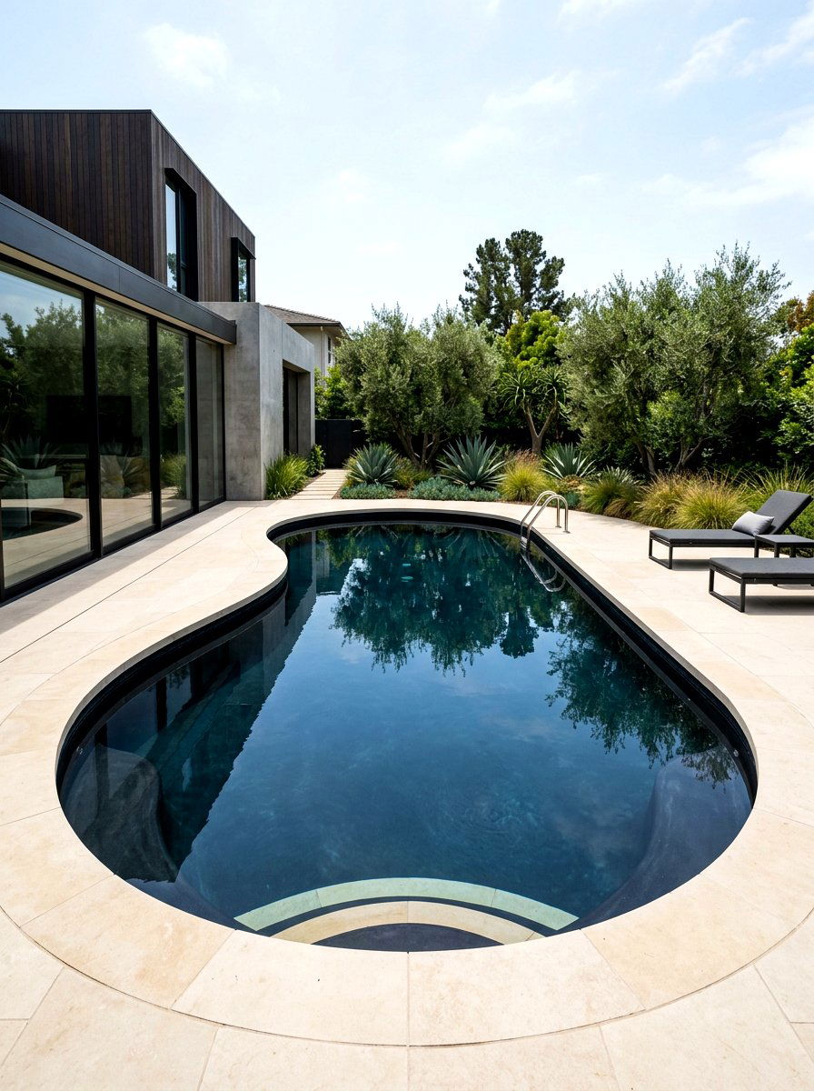 Dark bottom kidney pool - 30 kidney shaped pool ideas