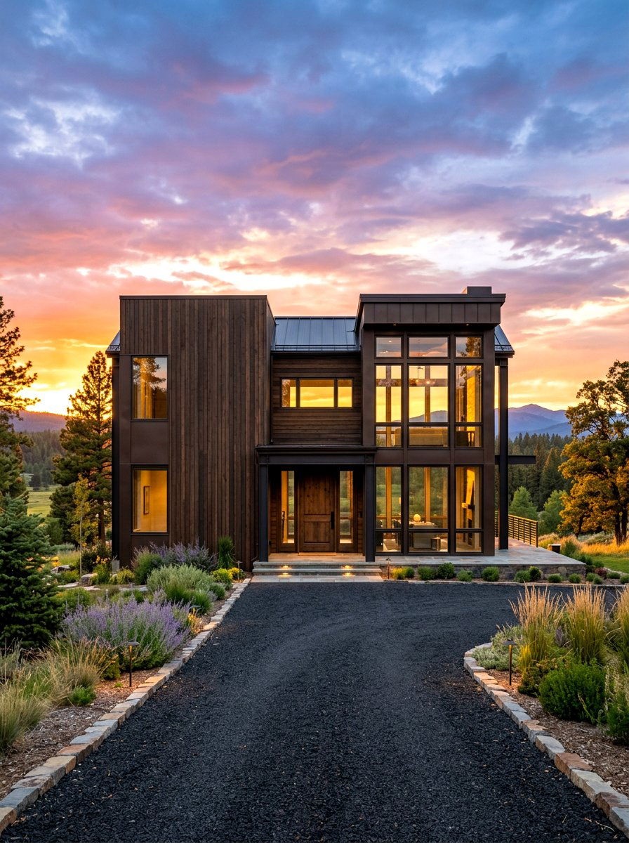 Dark bronze exterior window trim - 30 exterior window trim color ideas
