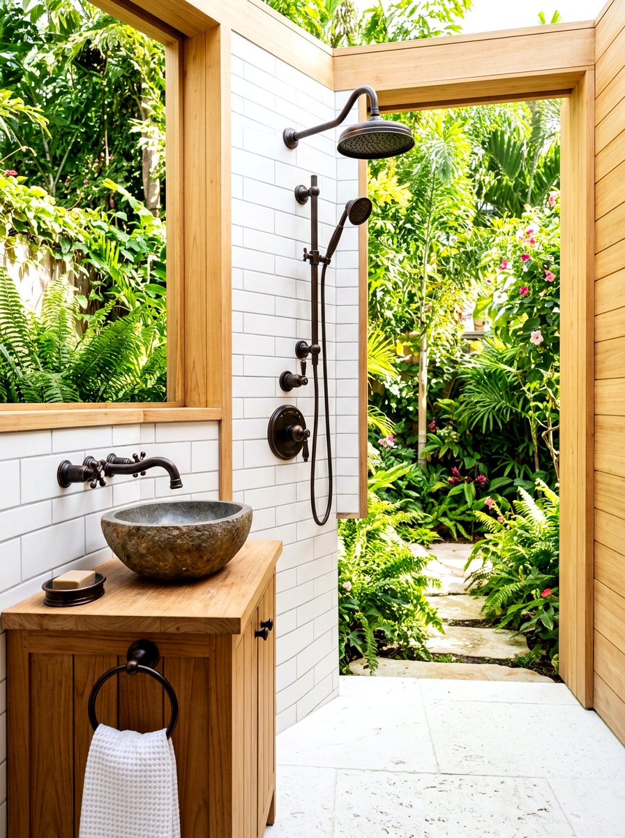 Dark bronze fixtures - 30 lodge bathroom ideas