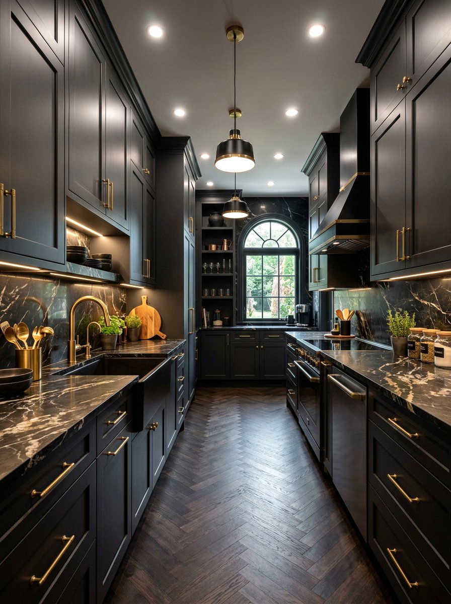 Dark cabinet scullery - 30 hidden prep kitchen ideas