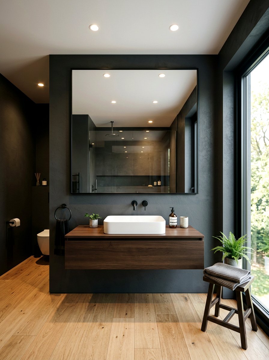 Dark charcoal bathroom walls - 30 charcoal bathroom ideas
