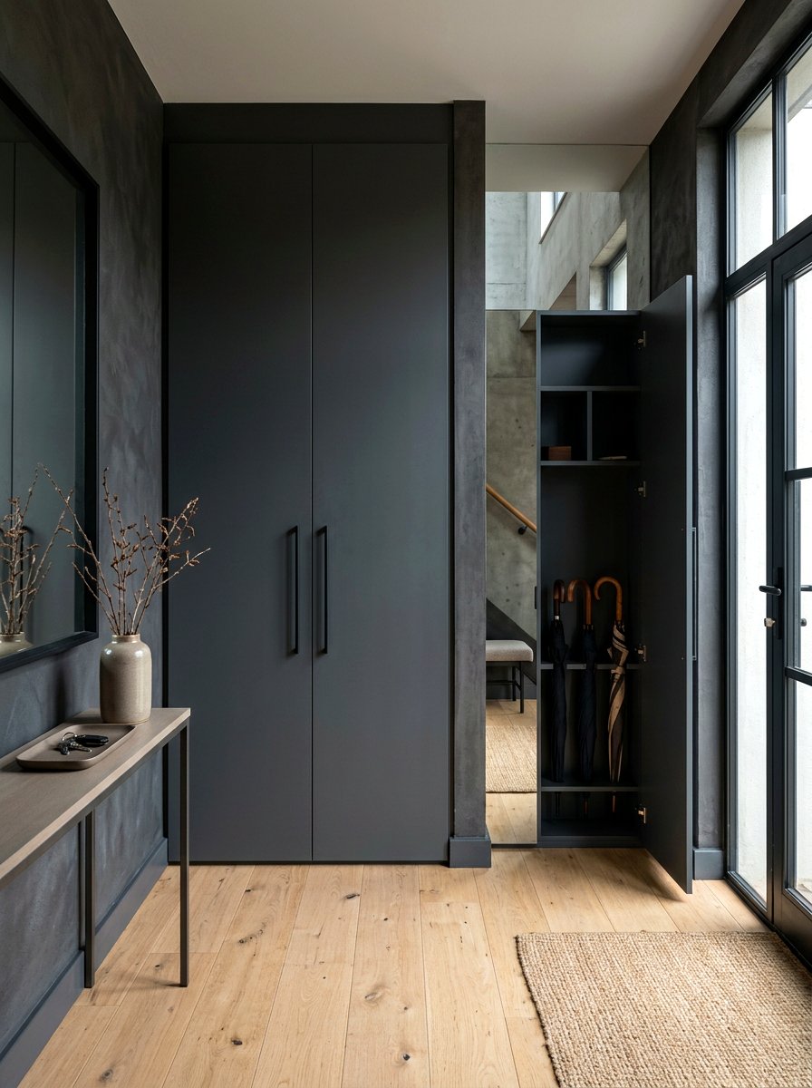Dark charcoal gray umbrella cupboard - 30 umbrella cabinet ideas