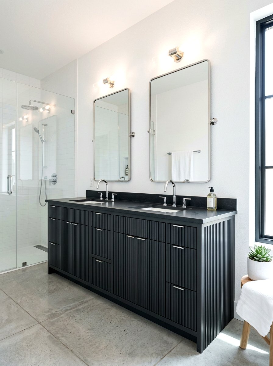 Dark charcoal reeded vanity - 30 reeded vanity bathroom ideas