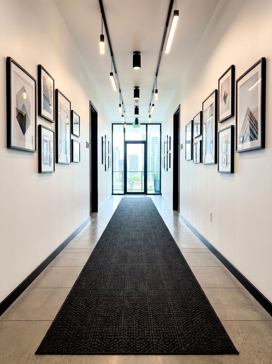 Dark charcoal runner - 30 narrow hallway runner ideas