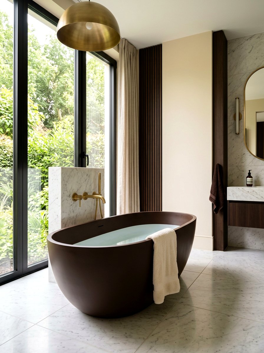 Dark chocolate brown bathtub - 30 chocolate brown bathroom ideas