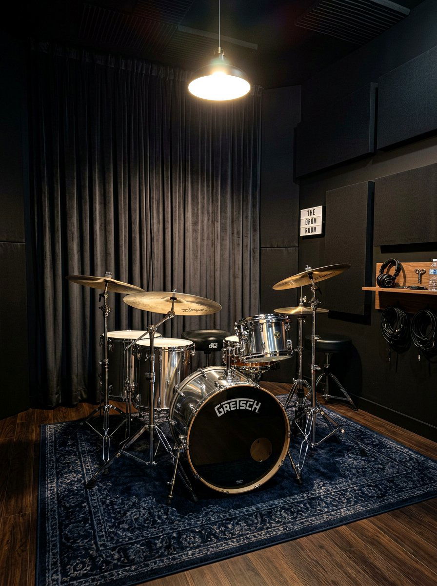 Dark drum room - 30 drum room ideas