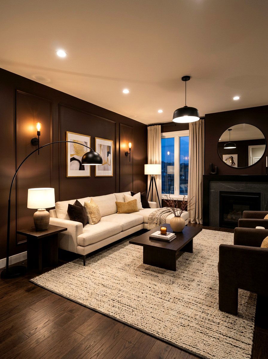 Dark espresso living room - 30 brown living room ideas