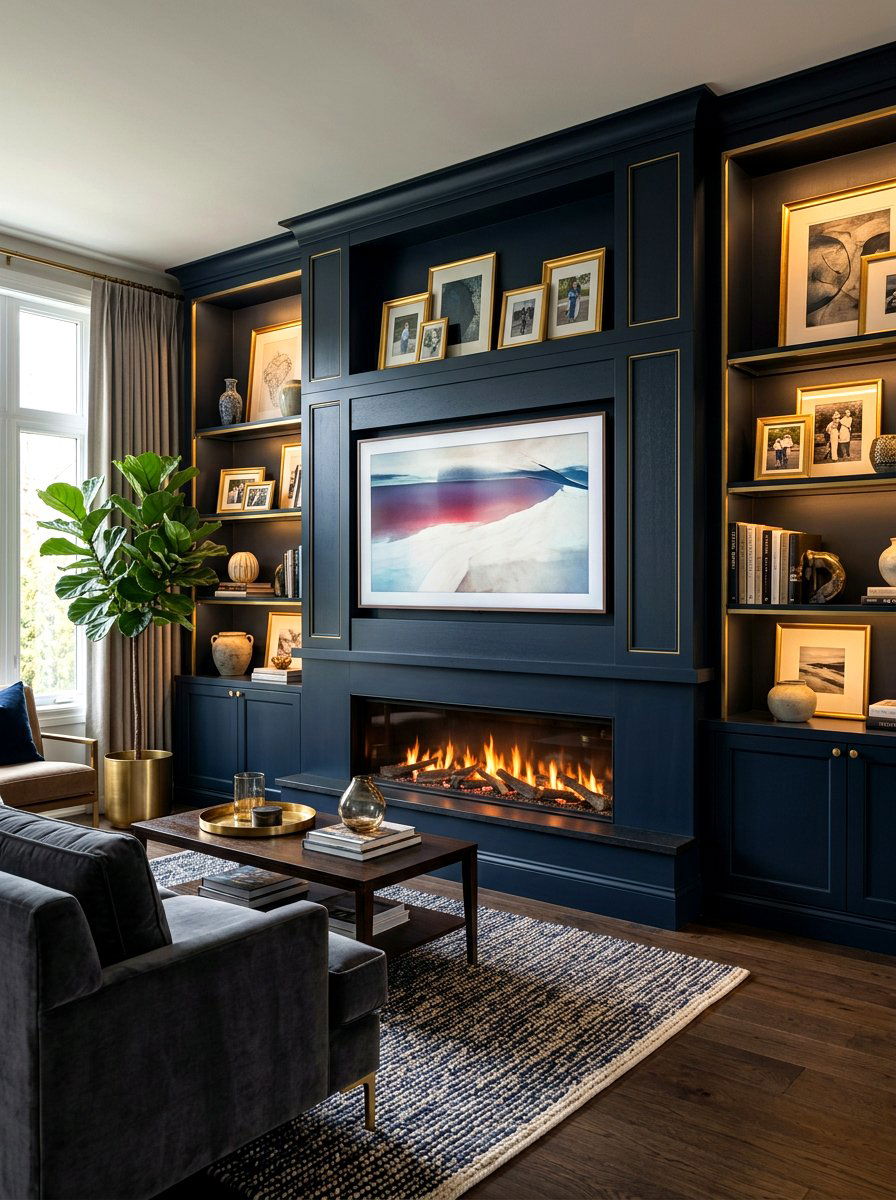 Dark feature media wall - 30 media wall ideas