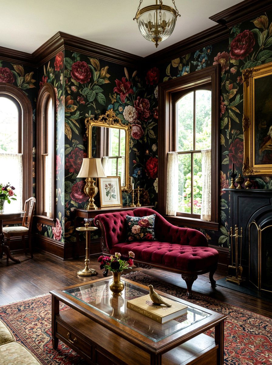 Dark floral living room - 30 moody fall living room ideas