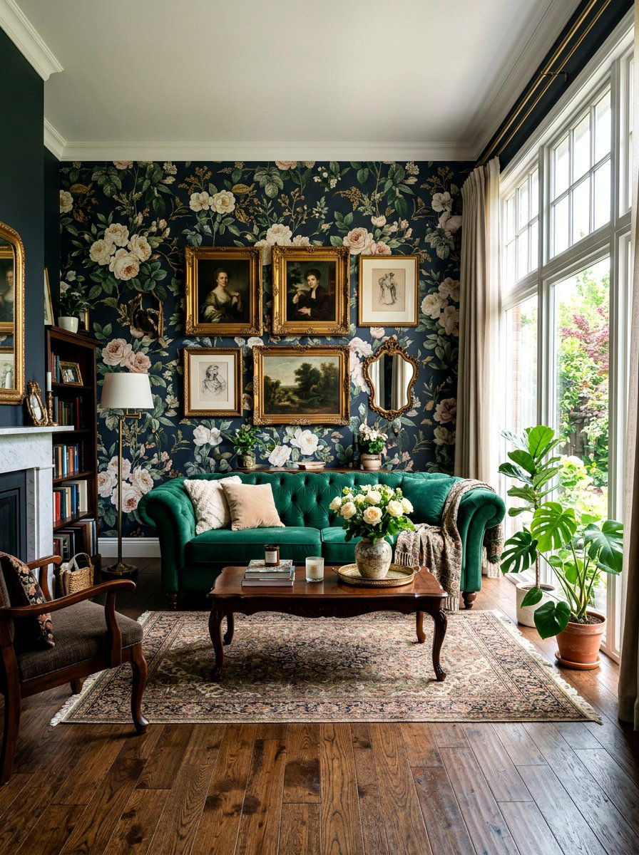 Dark floral living room wallpaper - 30 dark floral fall decor ideas