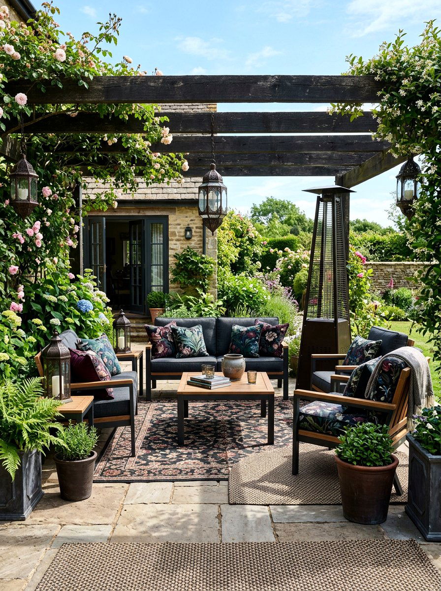 Dark floral outdoor patio - 30 dark floral fall decor ideas