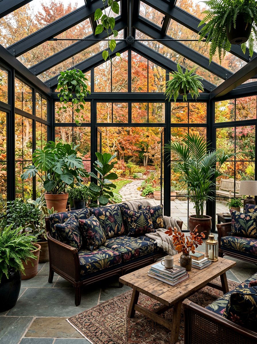 Dark floral sunroom furniture - 30 dark floral fall decor ideas