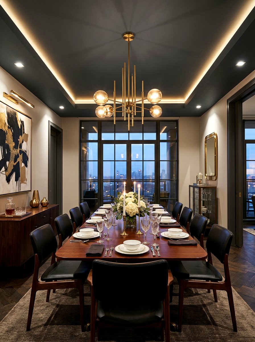 Dark gray dining room ceiling - 30 painted ceiling dining room ideas