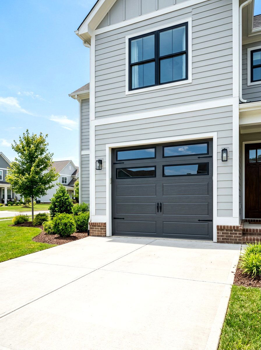 Dark gray garage door - 30 garage door color ideas