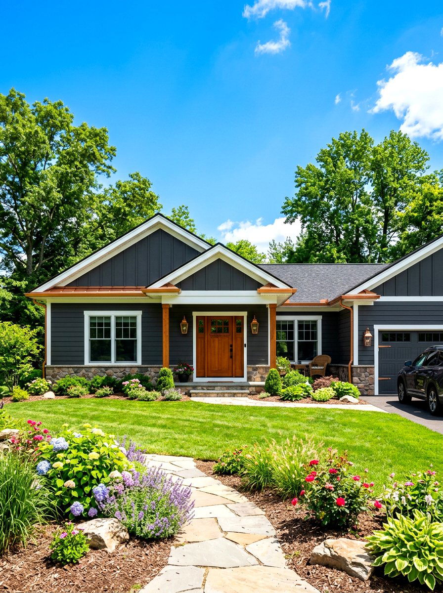 Dark gray ranch house - 30 ranch house exterior ideas