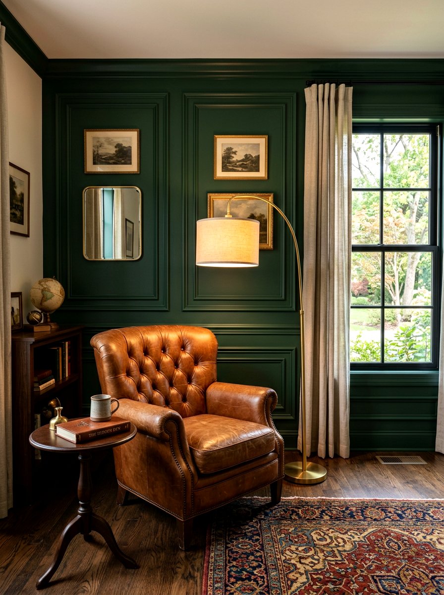 Dark green accent wall molding - 30 picture frame molding ideas