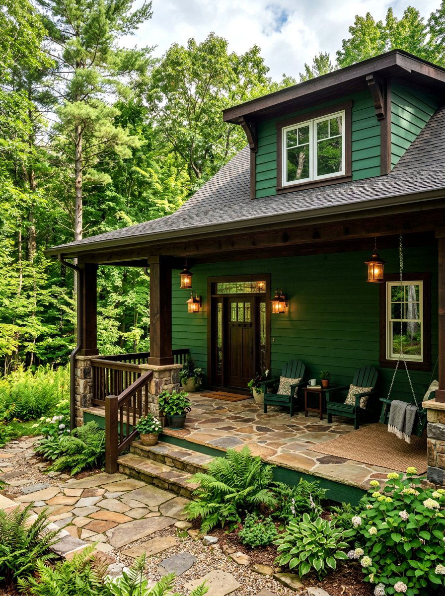 Dark green craftsman porch - 30 craftsman front porch ideas