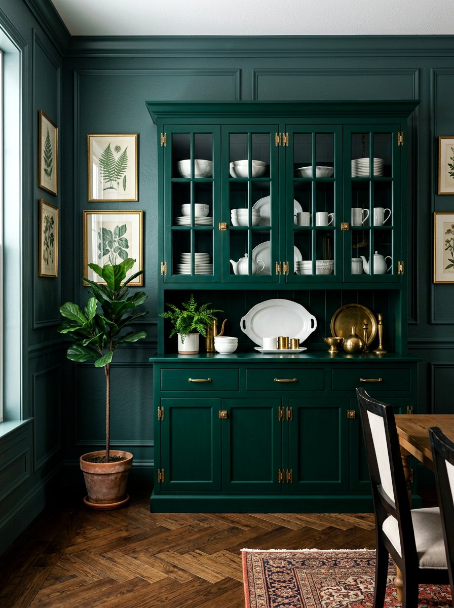 Dark green hutch - 30 statement hutch dining ideas