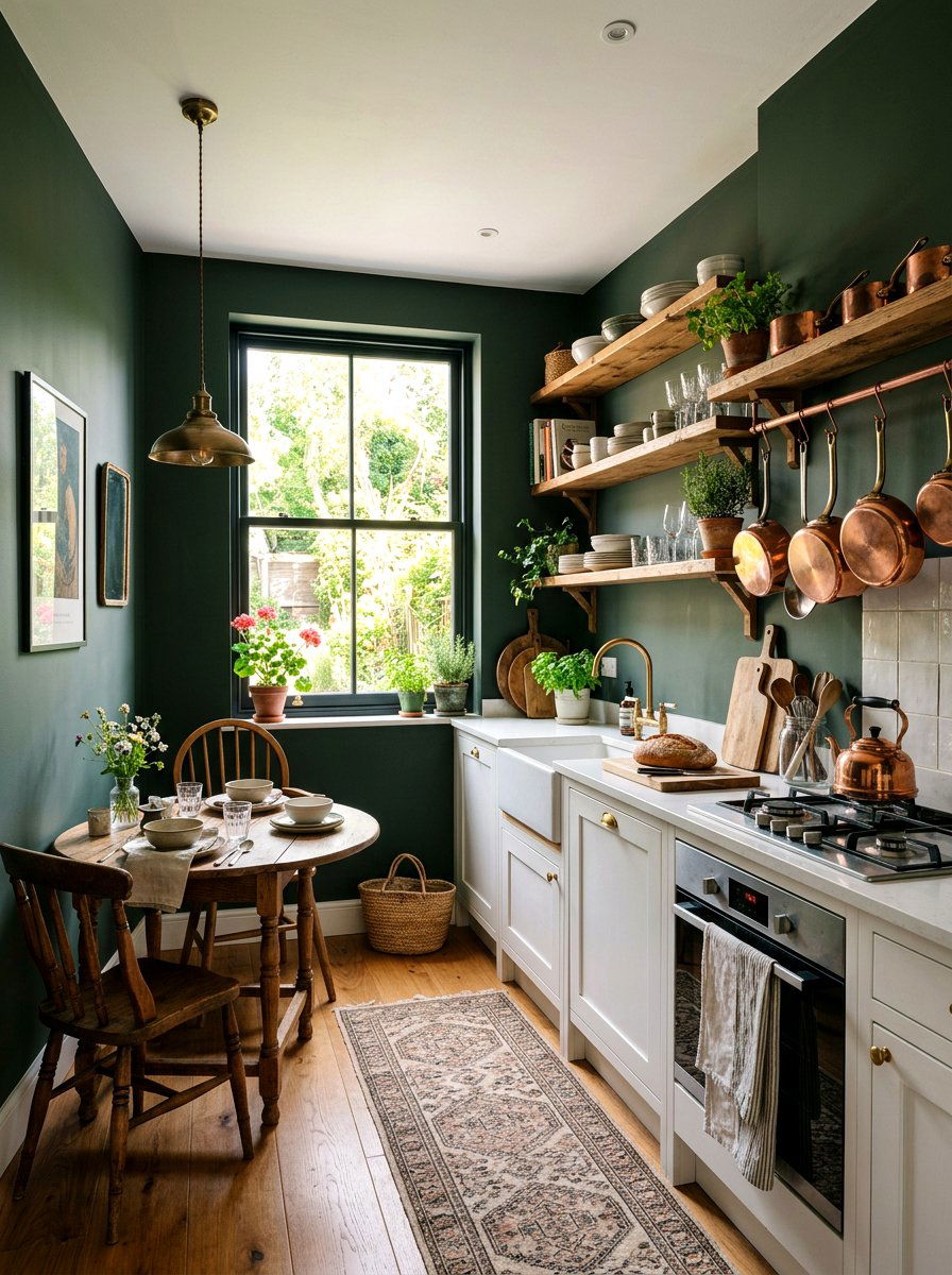 Dark green kitchen walls - 30 color pop kitchen ideas