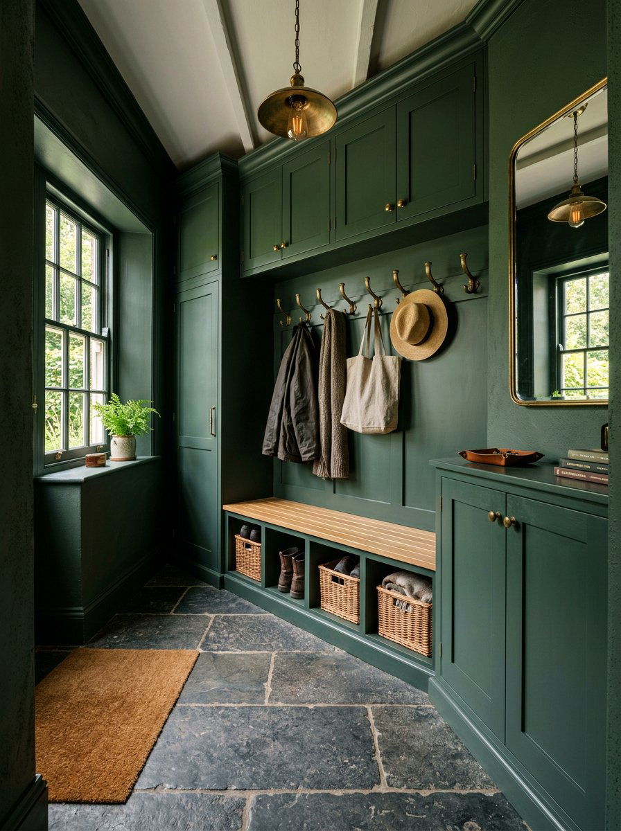 Dark green mudroom - 30 designer mudroom ideas