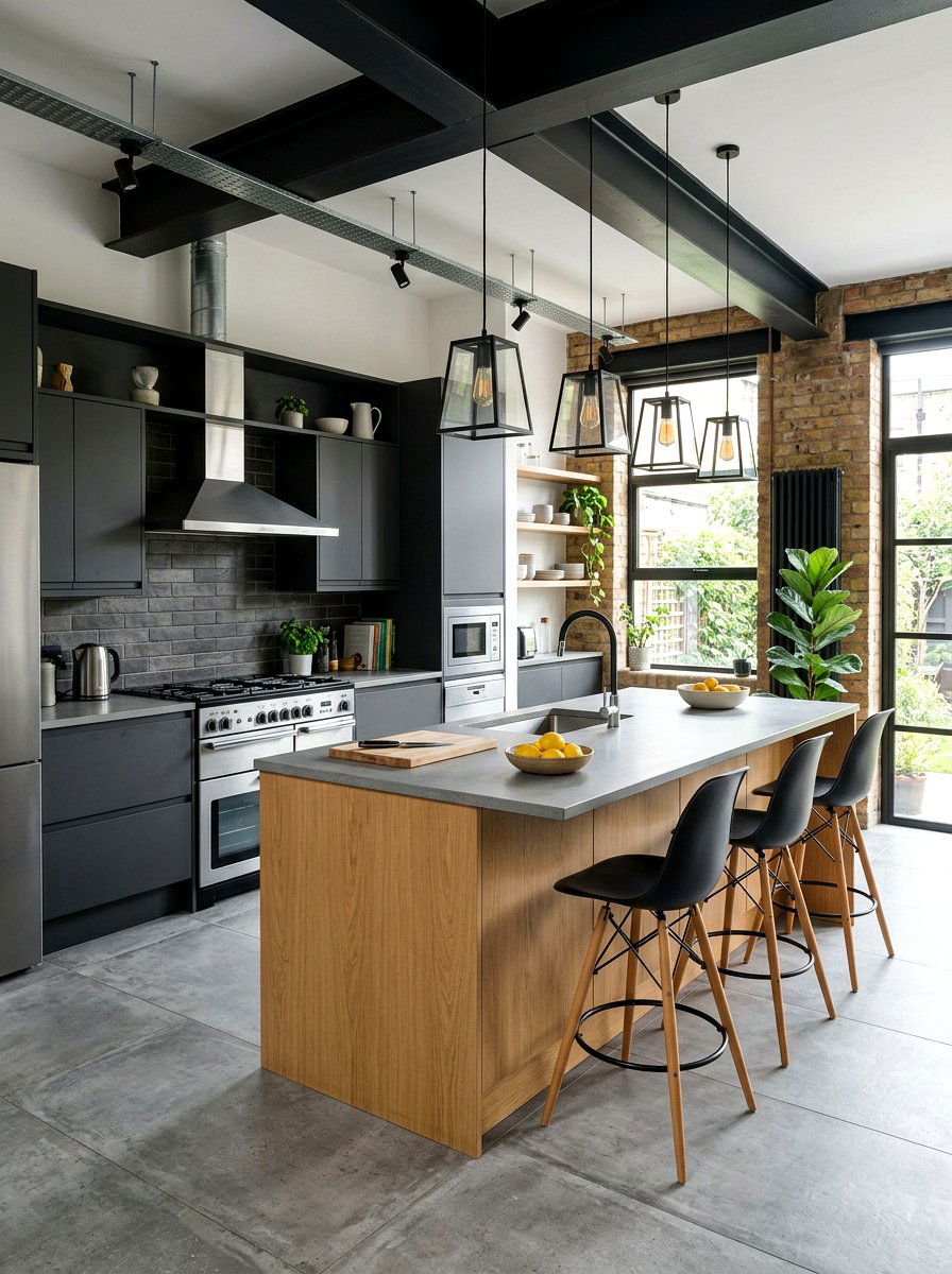 Dark grey and light wood kitchen cabinets - 30 kitchen paint cabinet combo ideas