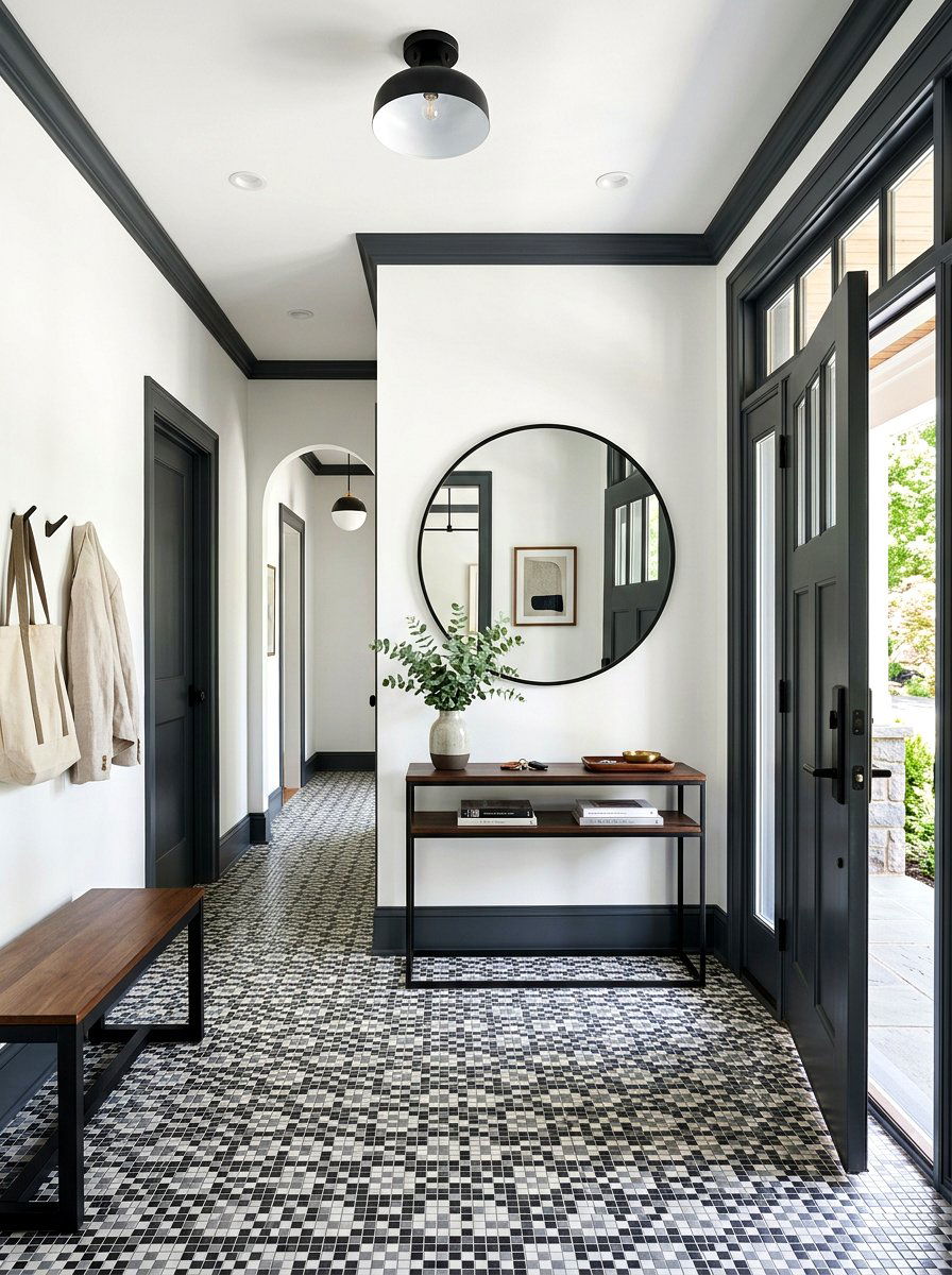 Dark grey entryway trim - 30 painted trim room ideas