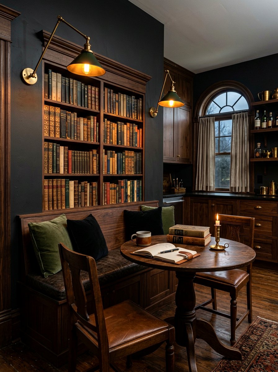 Dark kitchen nook - 30 corner breakfast nook ideas