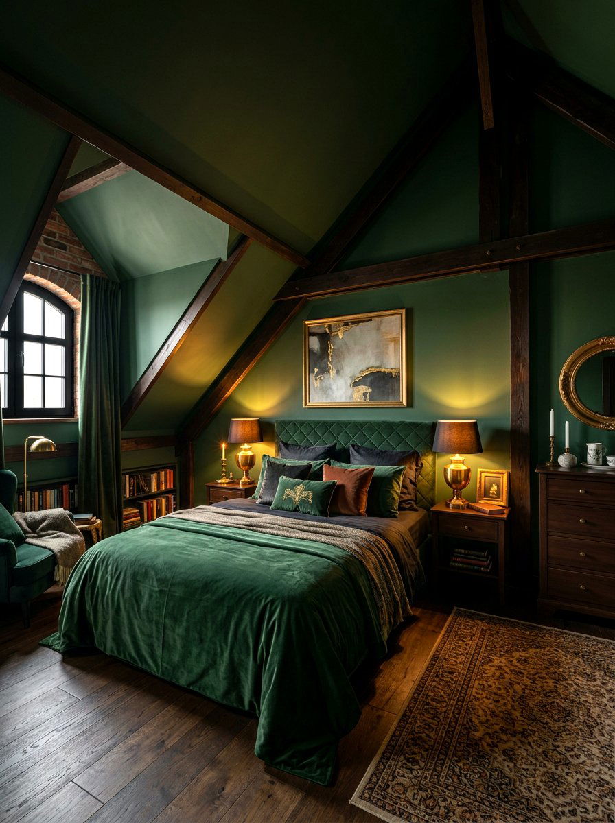 Dark moody attic bedroom - 30 attic guest room ideas