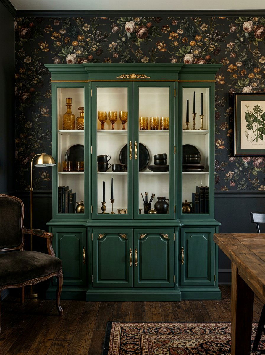 Dark moody china cabinet - 30 china cabinet makeover ideas