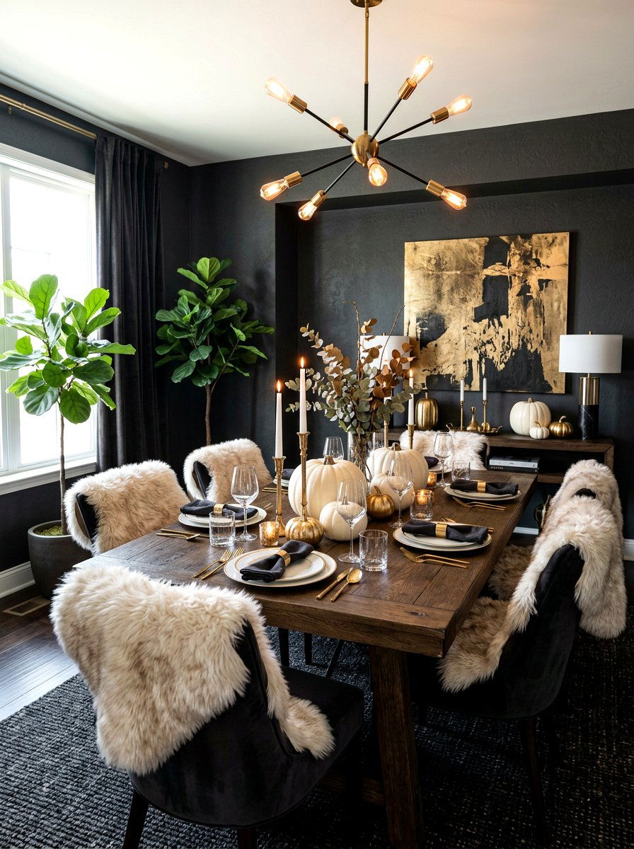 Dark moody dining room - 30 fall dinner party home ideas