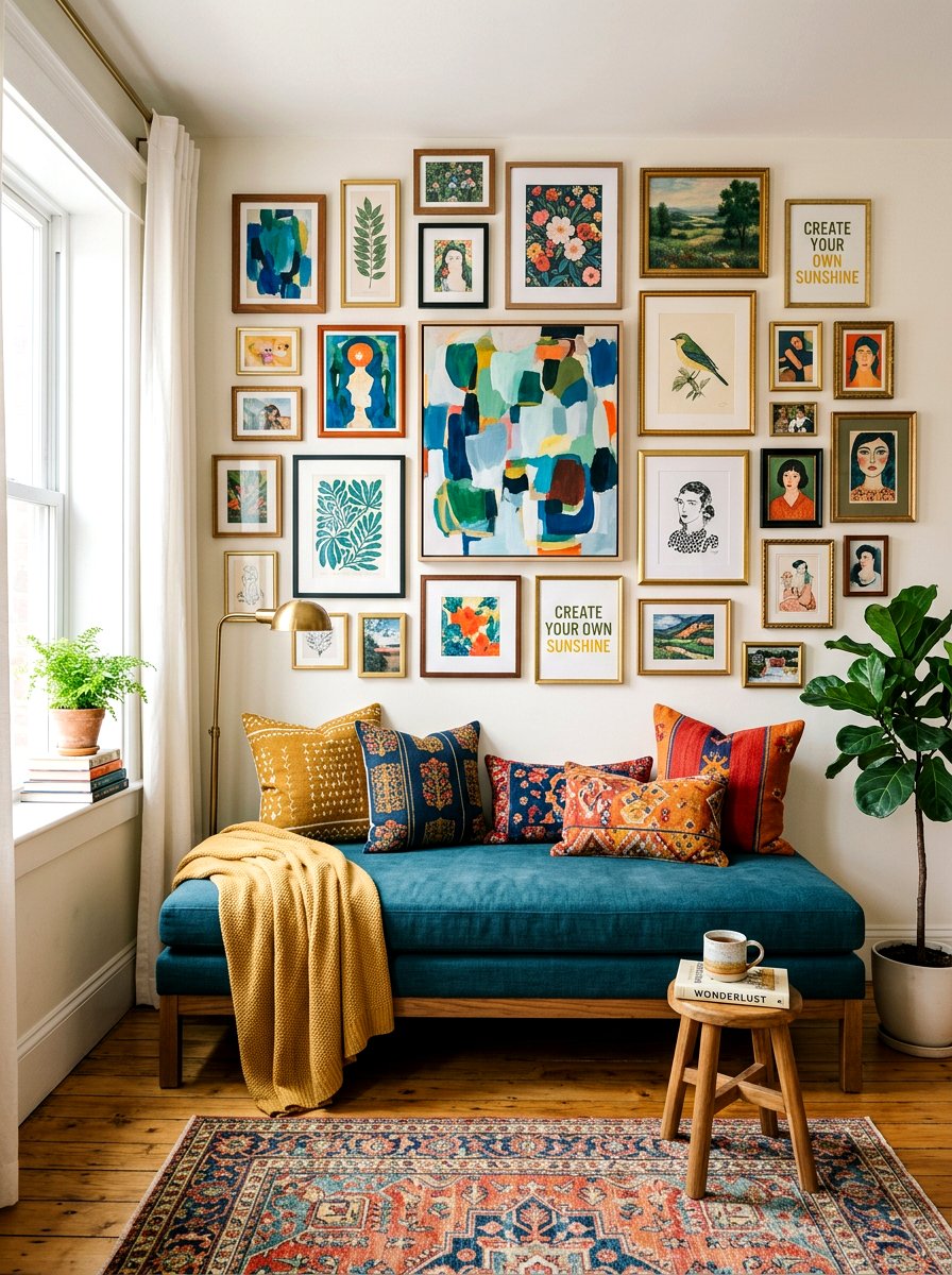 Dark moody gallery wall - 30 salon wall ideas
