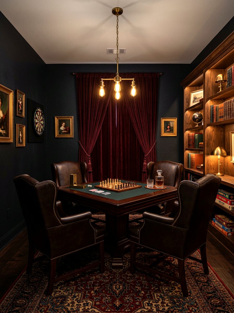 Dark moody game room - 30 basement game room ideas