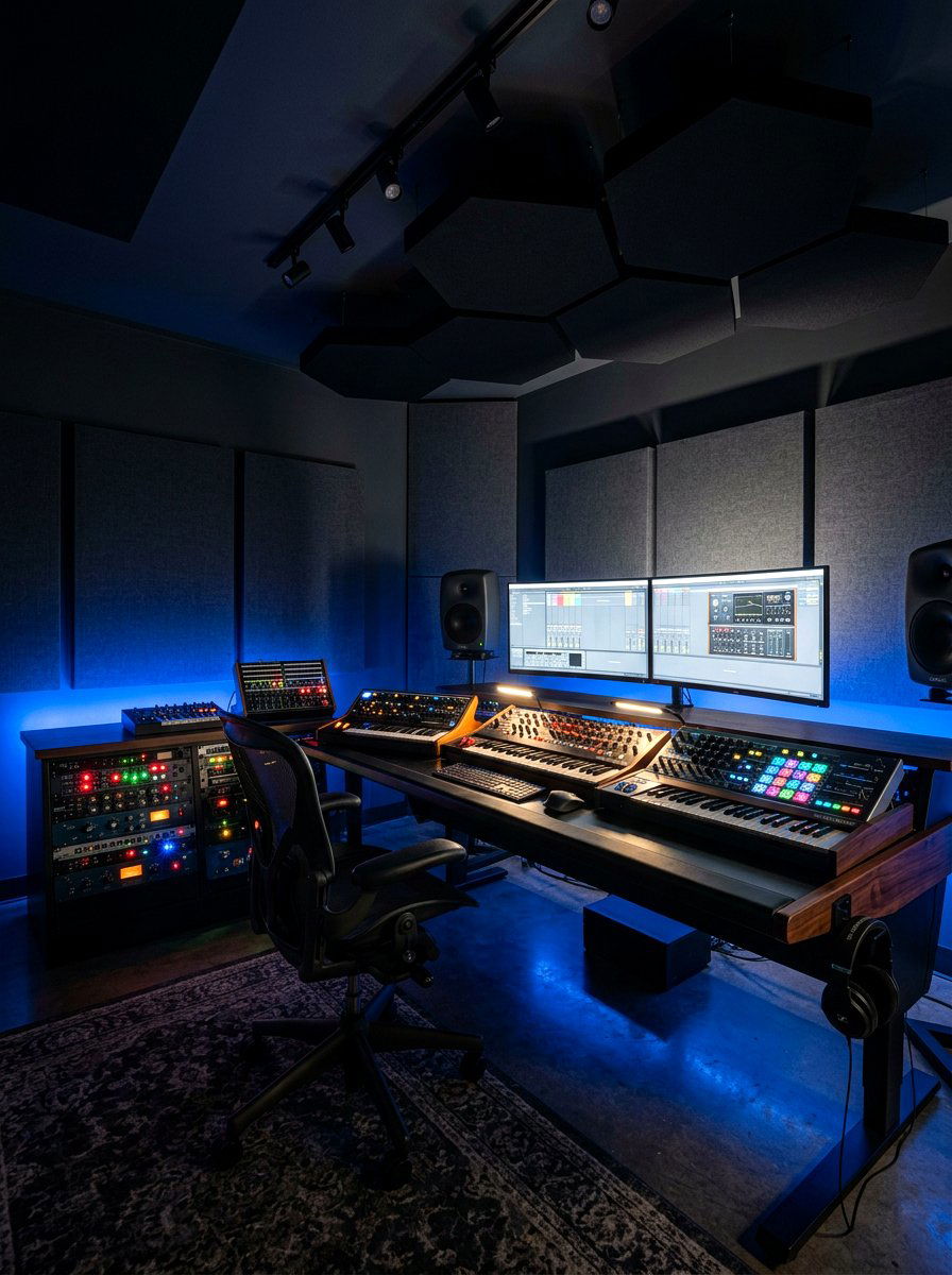 Dark moody studio aesthetic - 30 recording room ideas