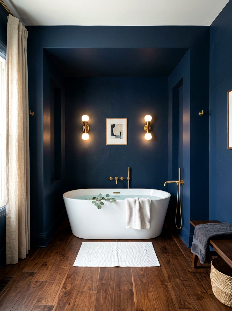 Dark moody tub alcove - 30 tub nook bathroom ideas