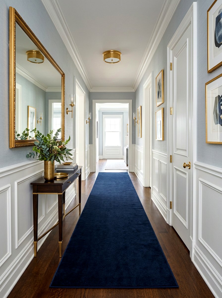 Dark navy runner - 30 hallway runner ideas