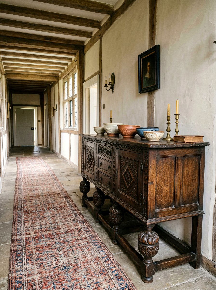 Dark oak Jacobean sideboard hallway - 30 antique sideboard ideas