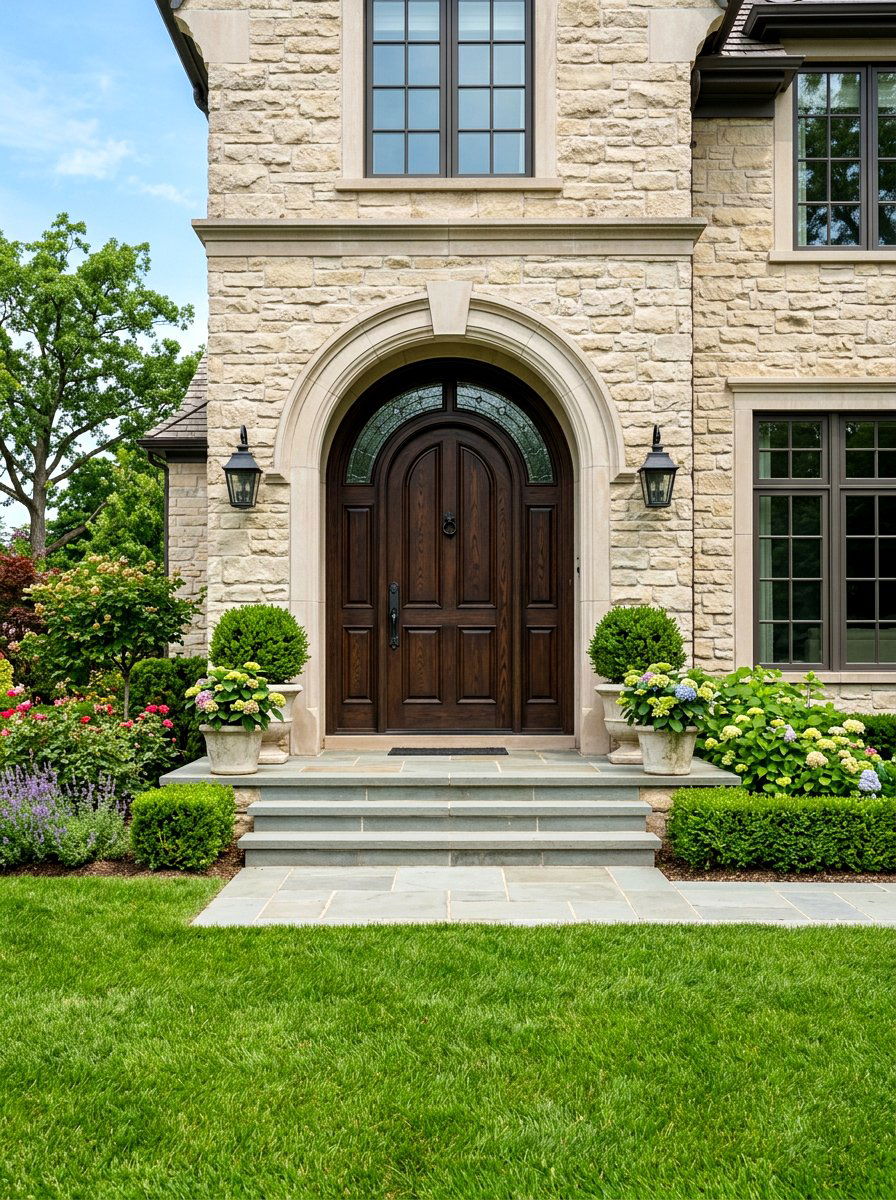 Dark oak arched front door - 30 arched front door ideas